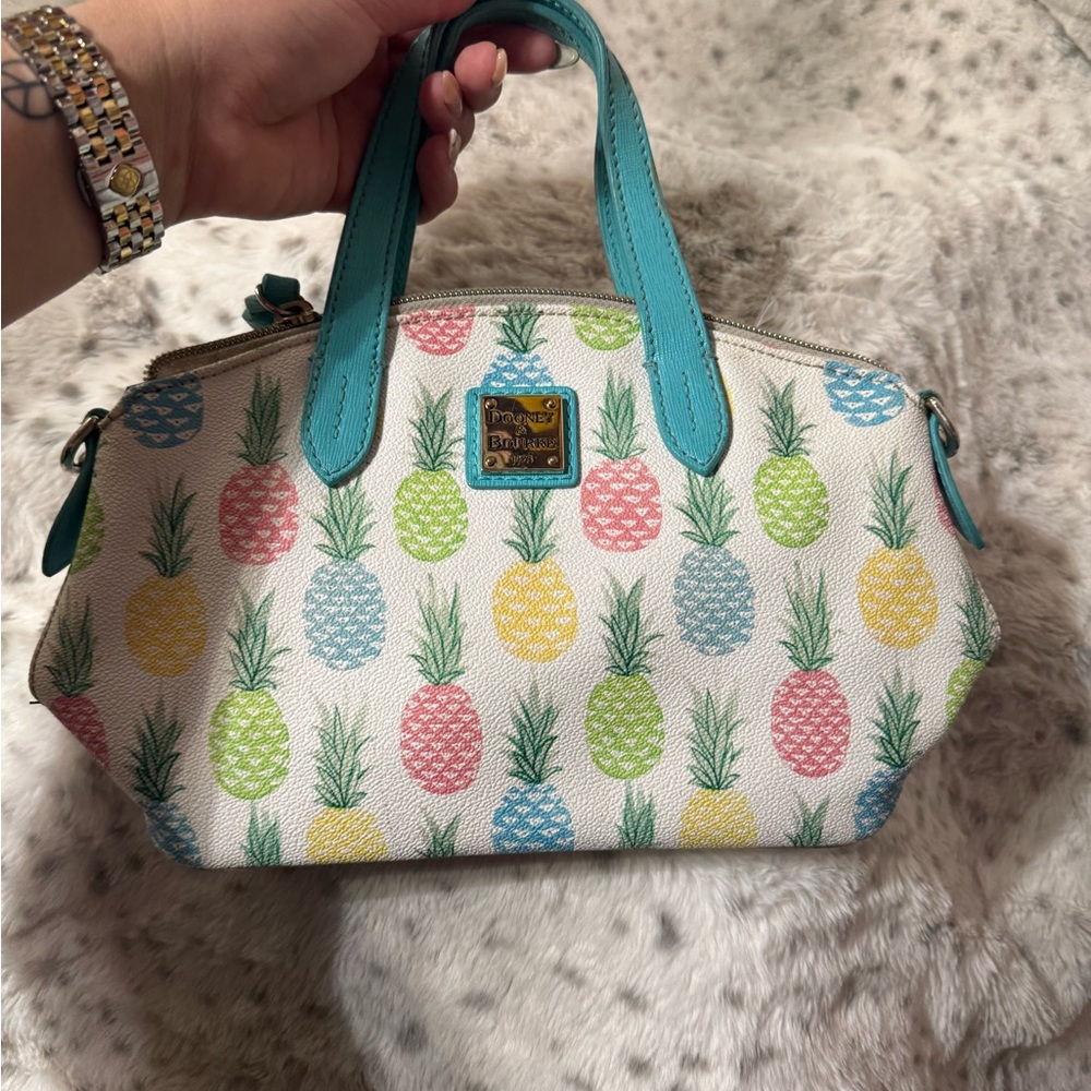 Dooney & Bourke Blue Satchel with Pineapple Print